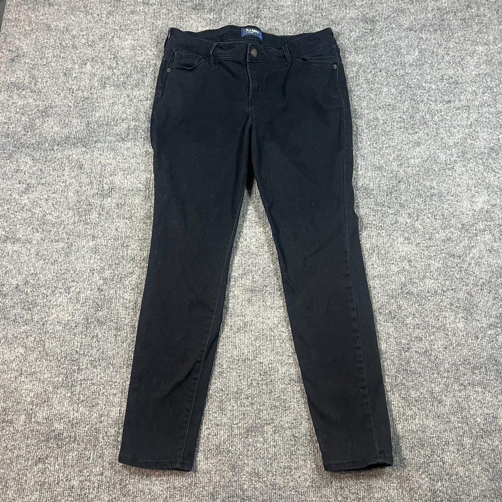 Old Navy Rockstar Skinny Jeans Womens 12P Black Denim Cotton Stretch Mid Rise